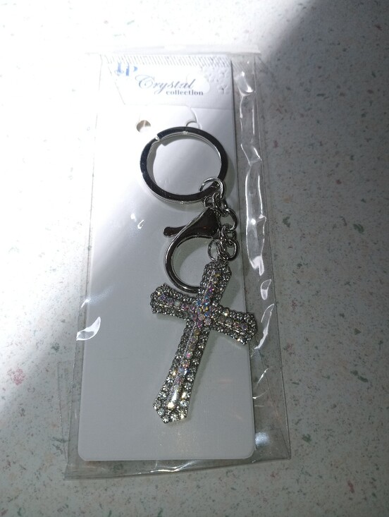 Crystal collection Handbags - Crystal Cross Keychain - Silver Rhinestones